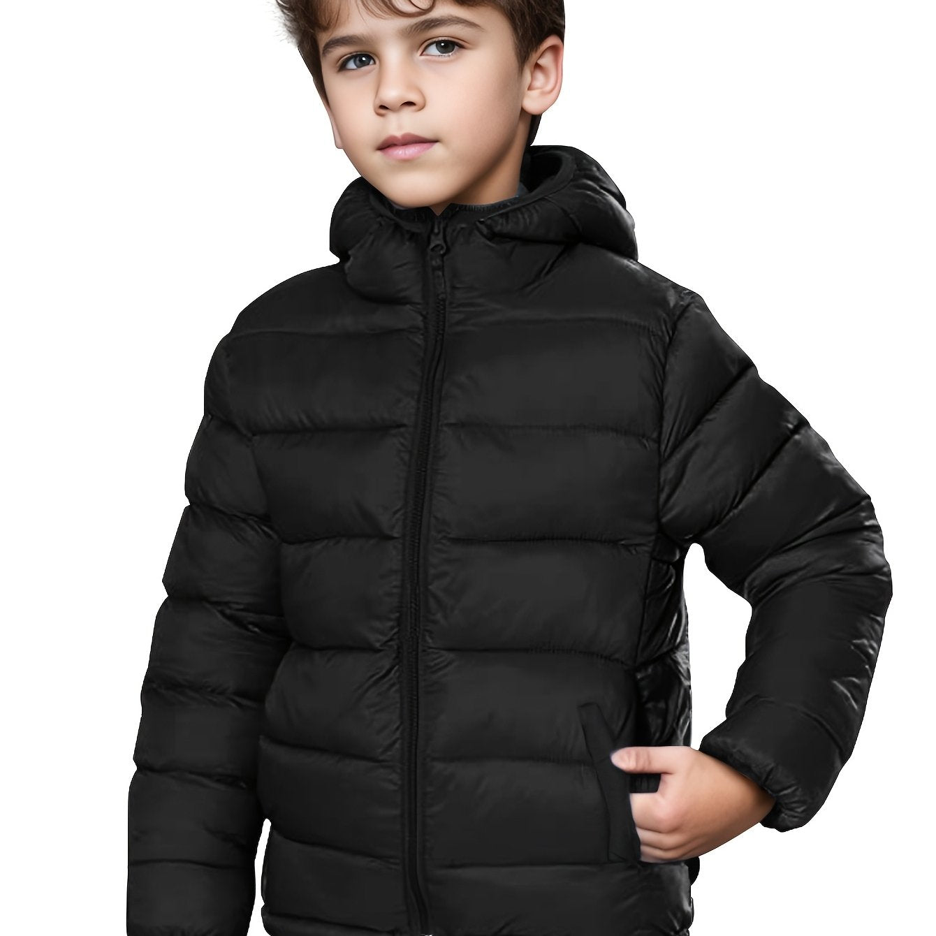 Boys' Black Cotton Jacket for Winter - Warm, Durable, And Stylish Essential Outerwear for Cold Weather Comfort And Protection