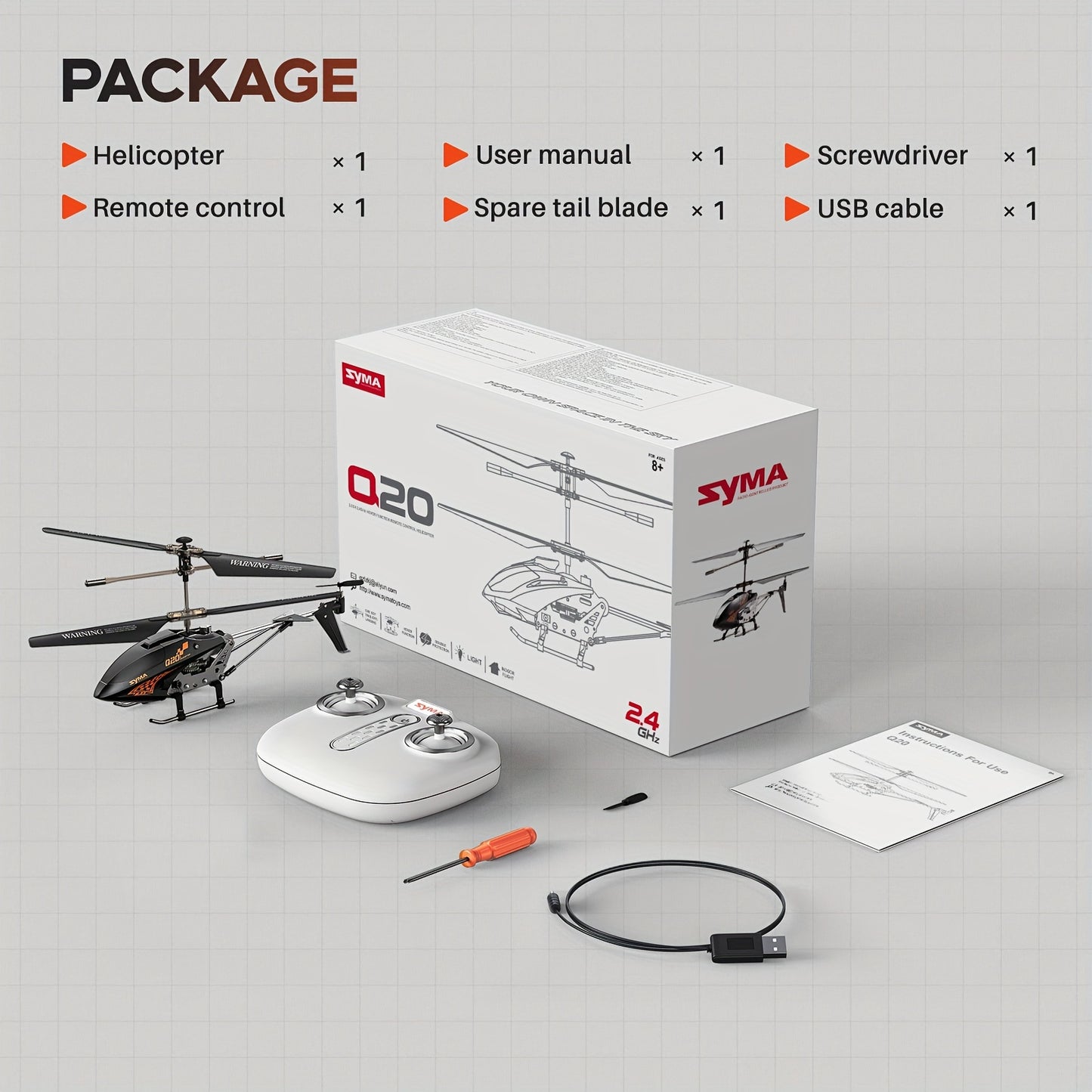 SYMA Q20 Remote Control Helicopter - 35 Channel Altitude Hold USB Rechargeable Durable Alloy Ideal for Ages 8-12