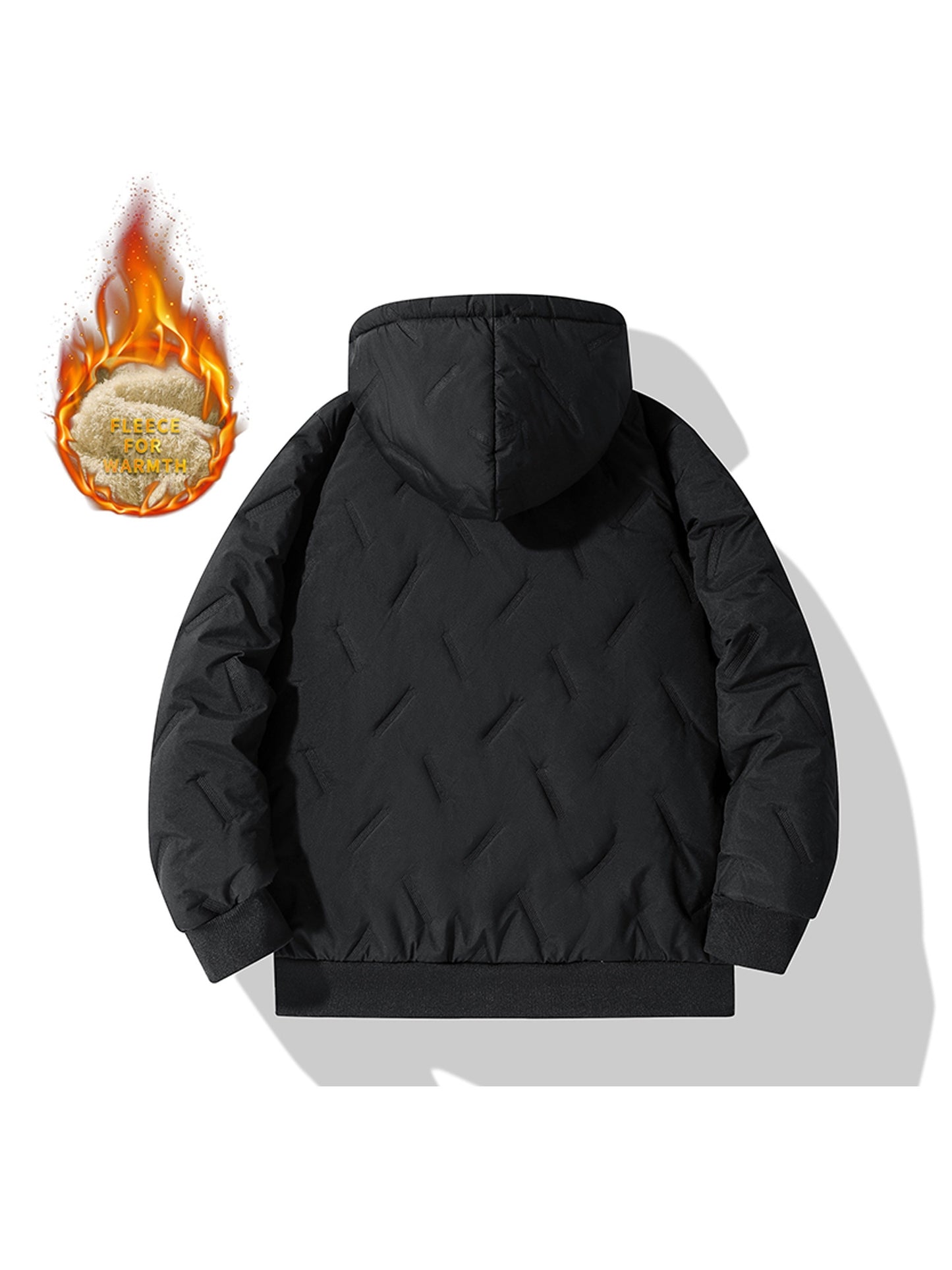 Boy's Thermal Lined Puffer Hooded Coat Plus Velvet Warm Zipper Comfy Loose Fall Winter Jacket