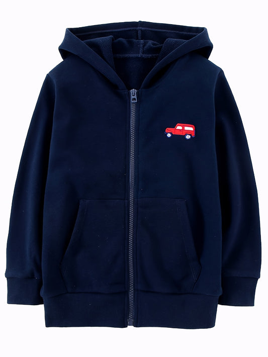 Boys Cartoon Car Embroidered Zip Up Hoodie Sweatshirt Casual Long Sleeve Hoodies With Pockets Gym Sports Hooded Jacket