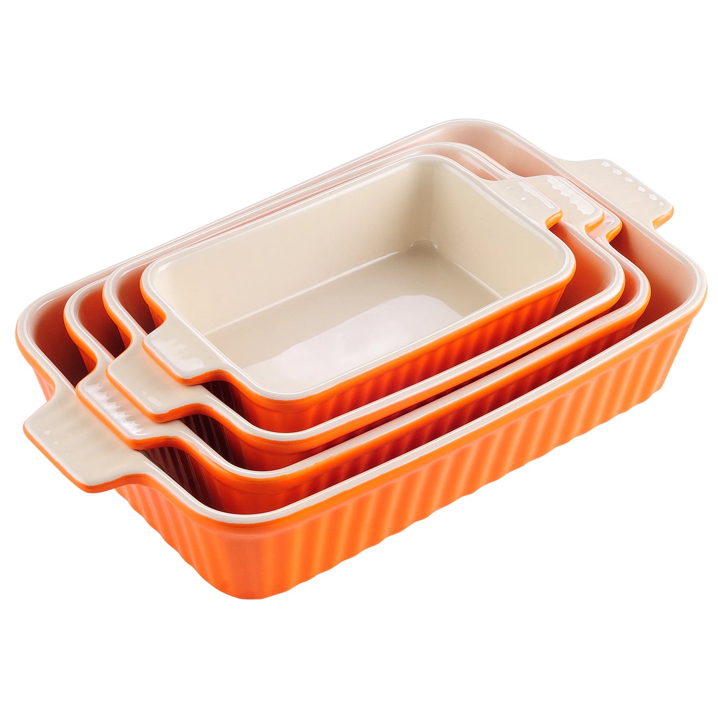 MALACASA 4-Piece Table Baking Dish Plate Set with Ceramic Handle Oven to Ideal for Lasagne/Pie/Casserole/Tapas(9"/11"/12"/13.3")