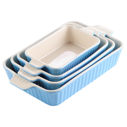 MALACASA 4-Piece Table Baking Dish Plate Set with Ceramic Handle Oven to Ideal for Lasagne/Pie/Casserole/Tapas(9"/11"/12"/13.3")