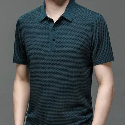 Summer New Men's Short Sleeve T-shirt Cool and Breathable POLO Shirt Business Casual Sweat-absorbing Top - ZOOMNSTORE