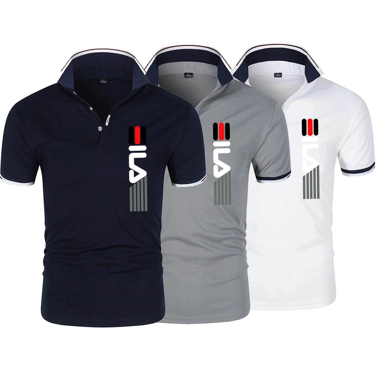 2024 Summer New Men's Lapel Anti-pillin Polo Shirt printing Short Sleeve Casual Business Fashion Slim Fit Polo Shirt for Men - ZOOMNSTORE