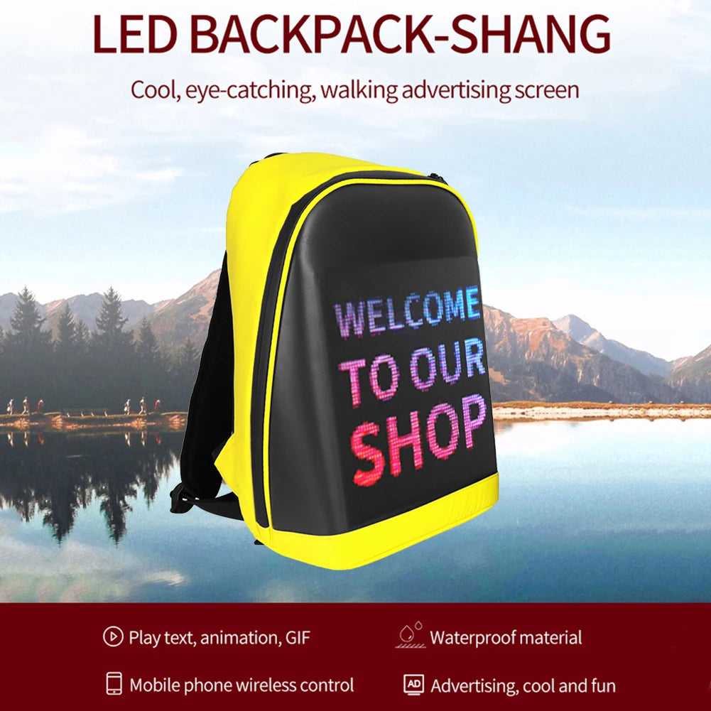 Women Men LED Display Screen Dynamic Waterproof Backpack Laptop Bag School Bag Women Print Bag Travel Laptop Bag