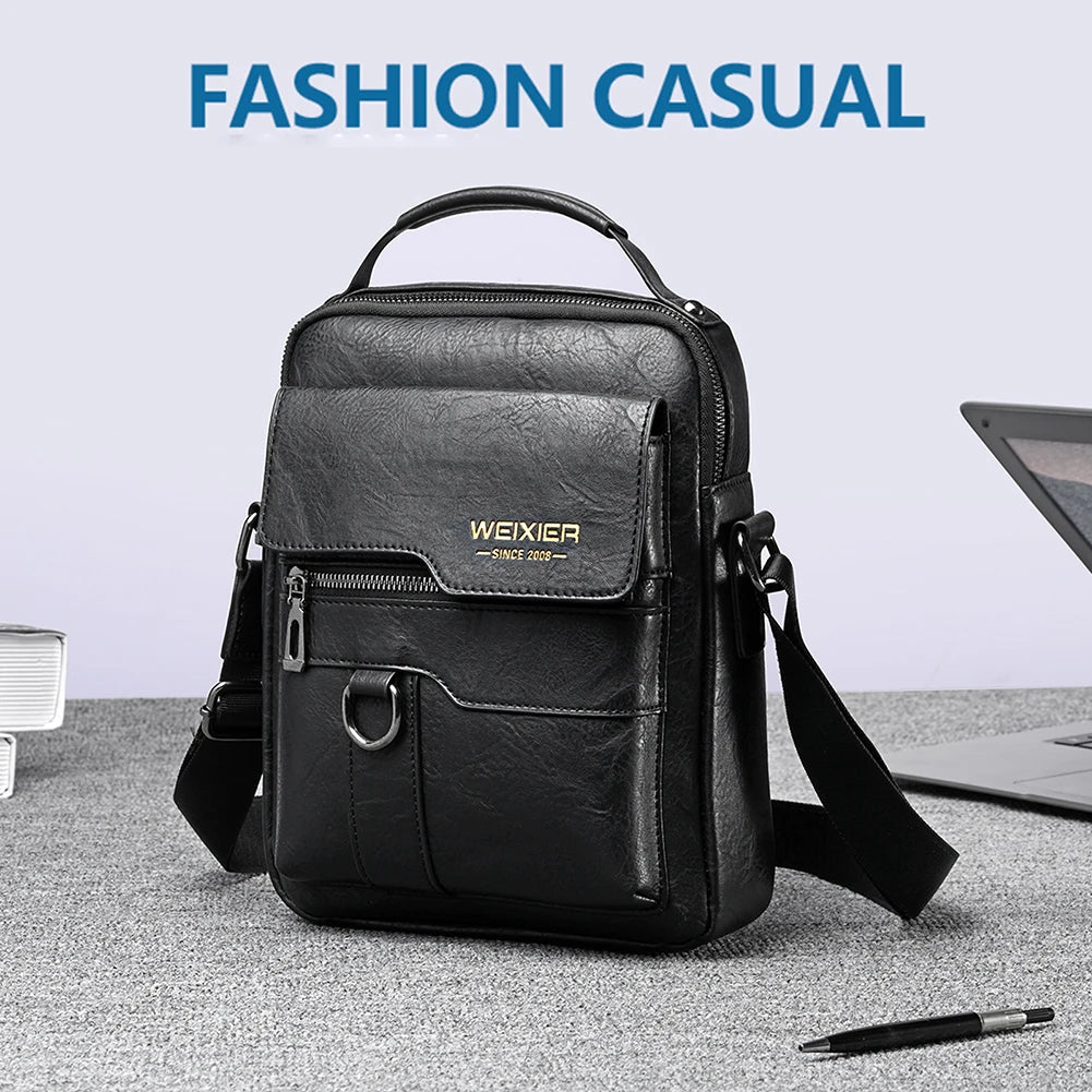 Men's Genuine Leather Crossbody Shoulder Bags Vintage PU Men Handbag Tote Casual Business Man Messenger Bag Leather Fanny Pack