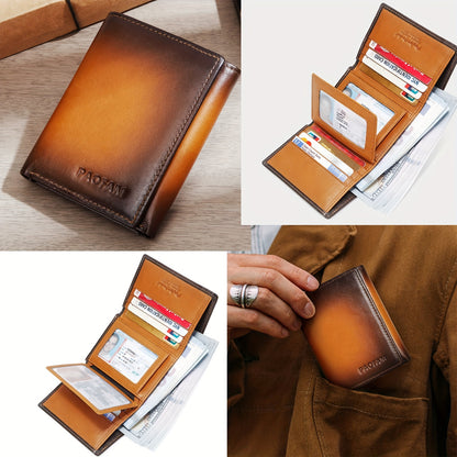 Slim Leather RFID Blocking Wallet for Men - 8 Card Slots 3 ID Windows 2 Bill Compartments