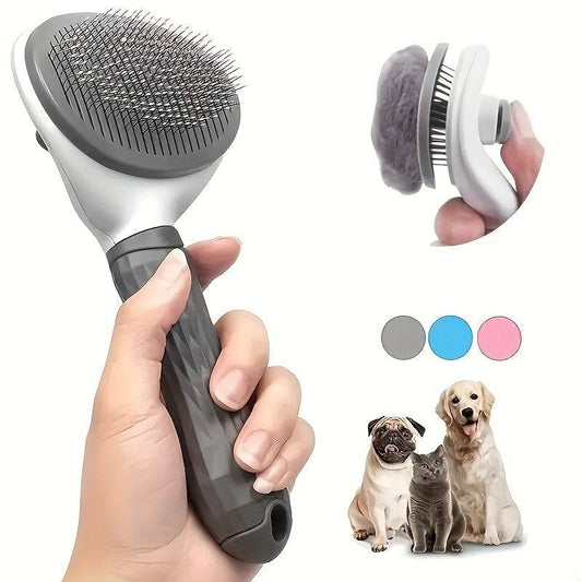 Easy One-Click Pet Hair Removal Brush - Gentle Grooming for Dogs & Cats - ZOOMNSTORE