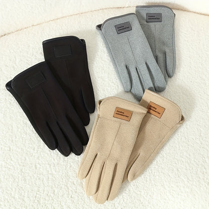 Mens Winter Cycling Gloves - Warm Velvet Windproof Touchscreen