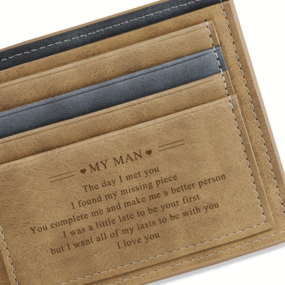 Faux Leather Bifold Wallet for Men - Gift-Ready with Box Ideal for Fathers Day and Special Occasions