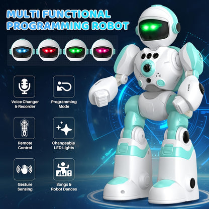 Interactive Robot Toy with Remote Control - Programmable Voice Recording Dance Gestures - USB Rechargeable Durable ABS - Great Gift for Kids