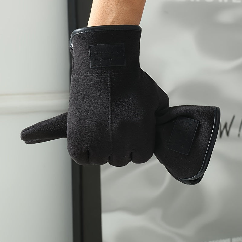 Mens Winter Cycling Gloves - Warm Velvet Windproof Touchscreen