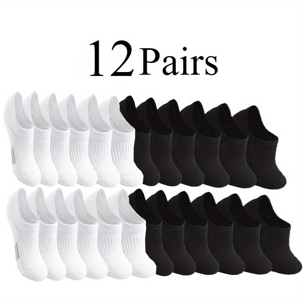 [6 Pairs No-Show Socks Cushioning] 6/12 Pairs of Women'S No-Show Socks Made from Cotton, Designed for Athletic Use with a Low Cut, Ankle Fit, And Non-Slip Features, Perfect for Running with Cushioning.