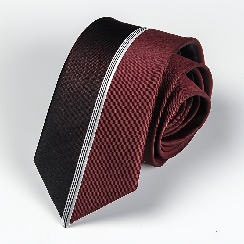 [One Sleek Black Striped Tie] LYTWLZK Sleek Black Striped Men's Tie - Polyester, Perfect for Business & Formal Occasions