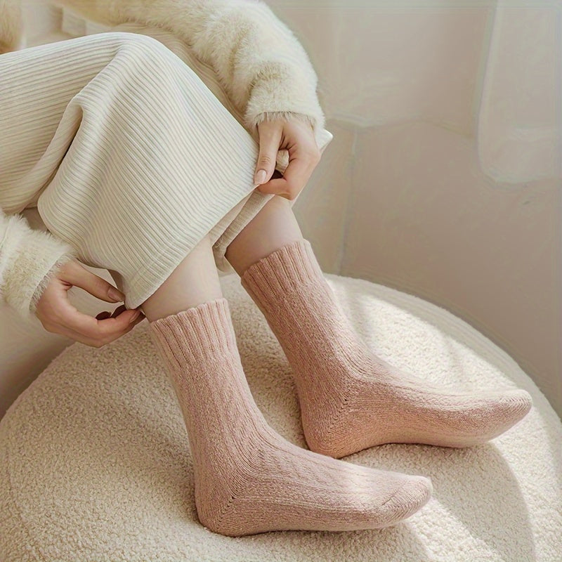 [4 Pairs Warm Socks] 4 Pairs of Thick Socks, Warm And Comfortable Terry Stockings, Women'S Stockings And Socks.