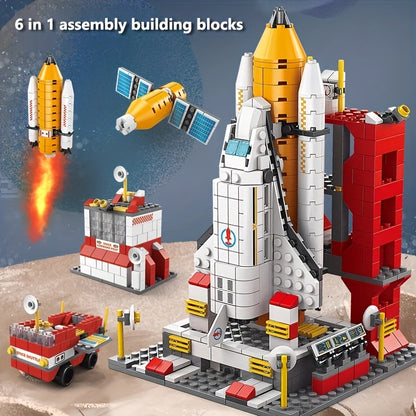 Space Plane Building Blocks Set - 1000pcs Rocket Launch Center Toy for Ages 7-12