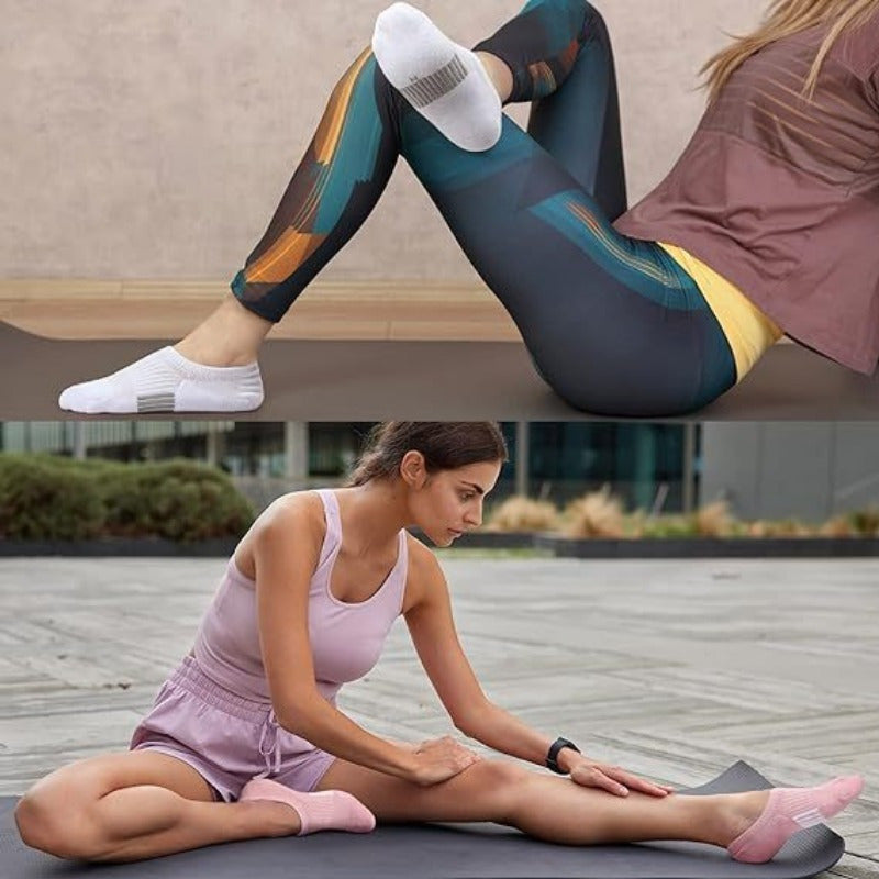 [6 Pairs No-Show Socks Cushioning] 6/12 Pairs of Women'S No-Show Socks Made from Cotton, Designed for Athletic Use with a Low Cut, Ankle Fit, And Non-Slip Features, Perfect for Running with Cushioning.