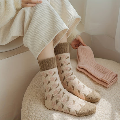 [4 Pairs Warm Socks] 4 Pairs of Thick Socks, Warm And Comfortable Terry Stockings, Women'S Stockings And Socks.