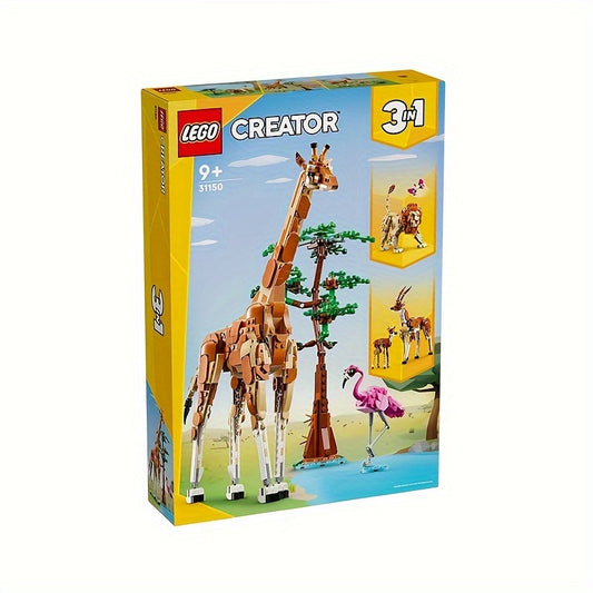 Wild Safari Animal Building Blocks - 3-in-1 Creative Set with Giraffe Gazelles and Lion Nature Gift for Kids 9