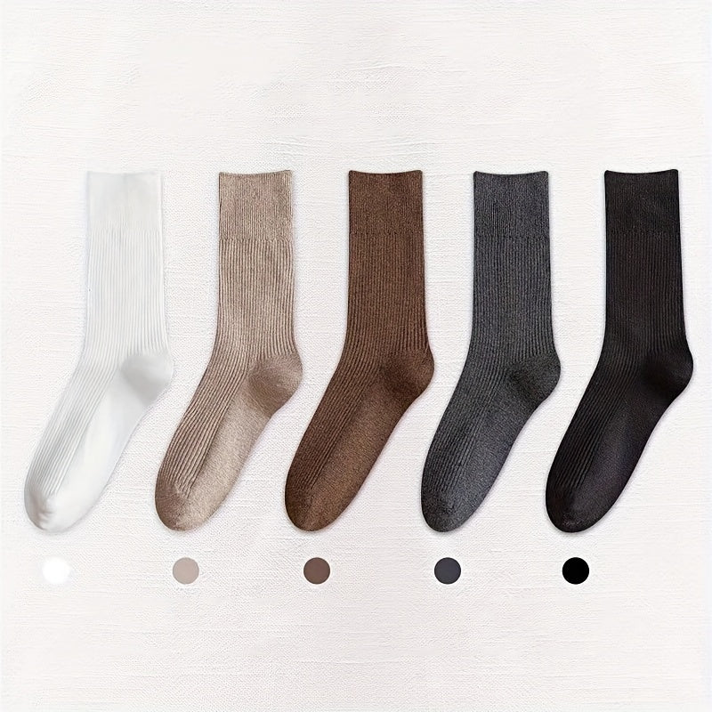 Comfortable & Breathable 10 Pairs Mid Tube Socks - Simple Solid Women's Stockings & Hosiery