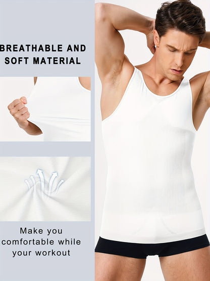 Men's Seamless Compression Tank Top - Slimming, Breathable & Moisture-Wicking for Fitness, Gym & Casual Attire