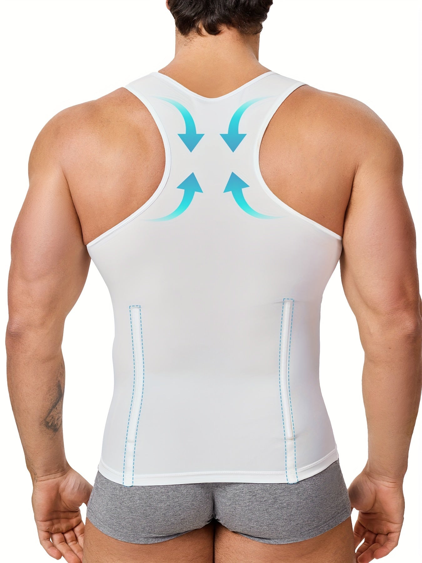 Adjustable Compression Vest For Back Support - Mens Shapewear With Hooks For Tummy Control And Body Shaping