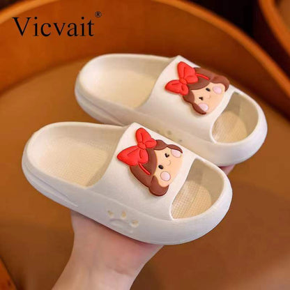 Girls Cartoon Princess Slippers - Non-Slip Pink Summer Sandals for IndoorOutdoor Use