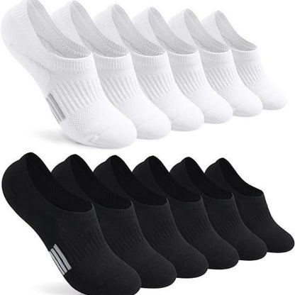 [6 Pairs No-Show Socks Cushioning] 6/12 Pairs of Women'S No-Show Socks Made from Cotton, Designed for Athletic Use with a Low Cut, Ankle Fit, And Non-Slip Features, Perfect for Running with Cushioning.