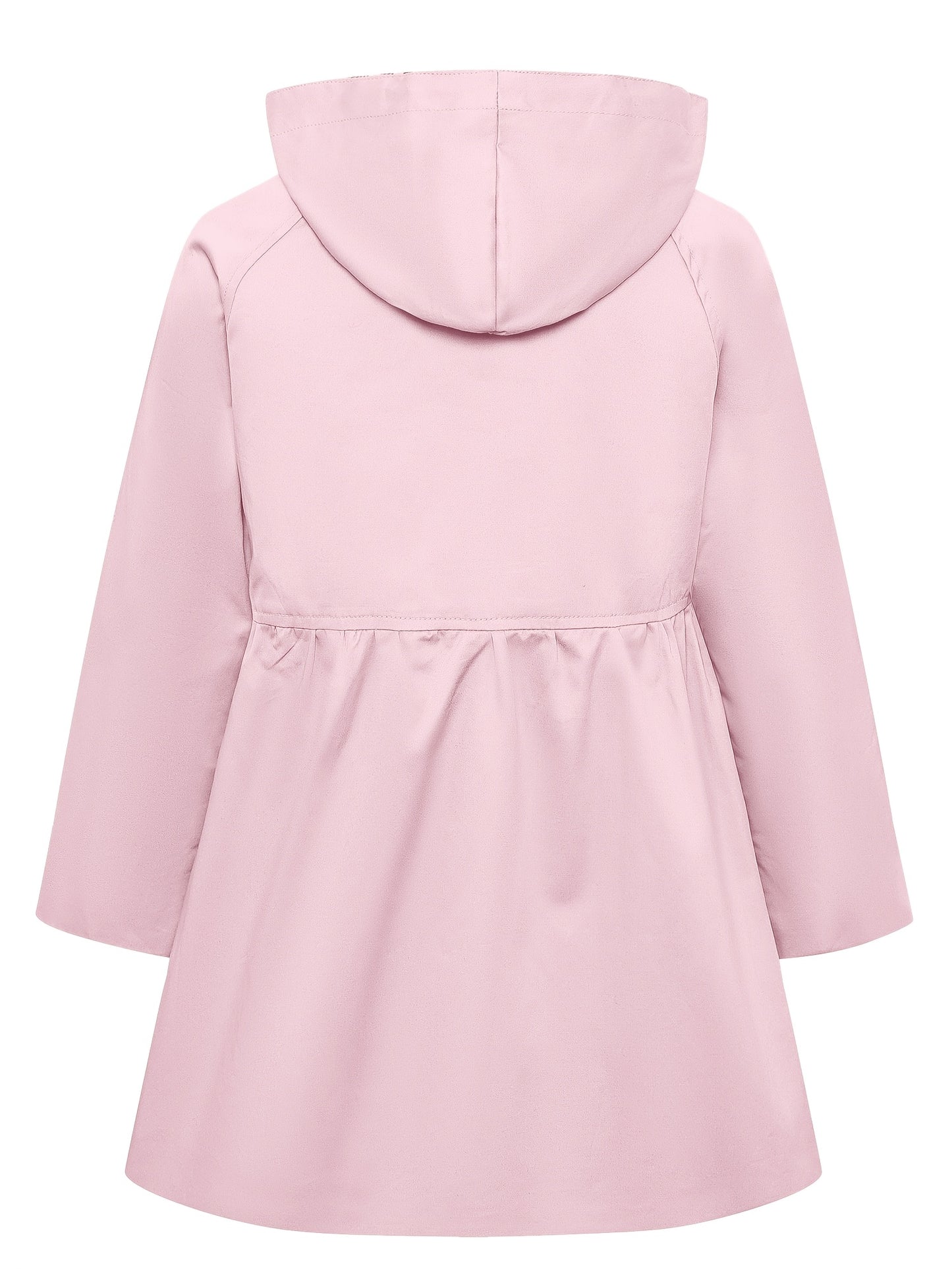 Charming Girls' Pink Trench Coat - Elegant Button-Down Hooded Jacket with Classic Collar, Cotton Blend, Perfect for Everyday & Casual Wear in Spring and Autumn, Girls Casual Wear|Elegant Hooded Jacket|Functional Pockets, Girl