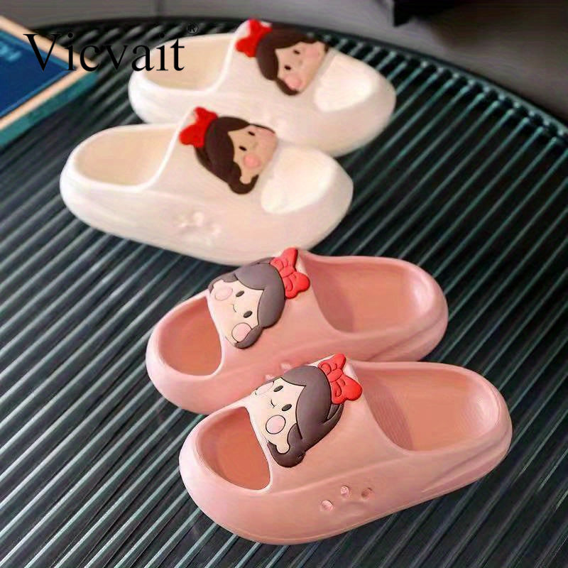 Girls Cartoon Princess Slippers - Non-Slip Pink Summer Sandals for IndoorOutdoor Use