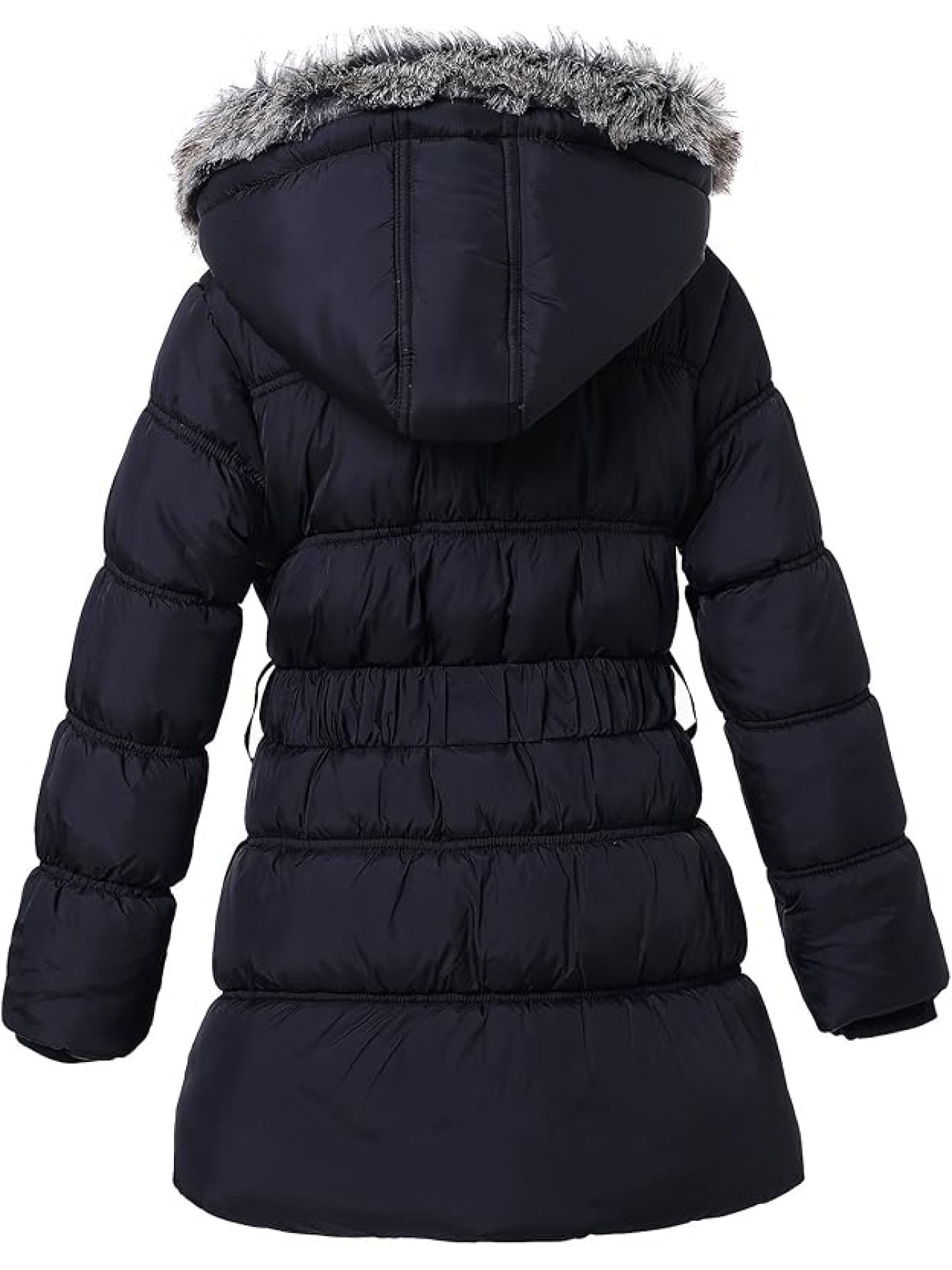 Cozy & Stylish Girls' Hooded Puffer Jacket - Soft, Warm Polyester with Mesh Lining, Machine Washable - Perfect for All Seasons