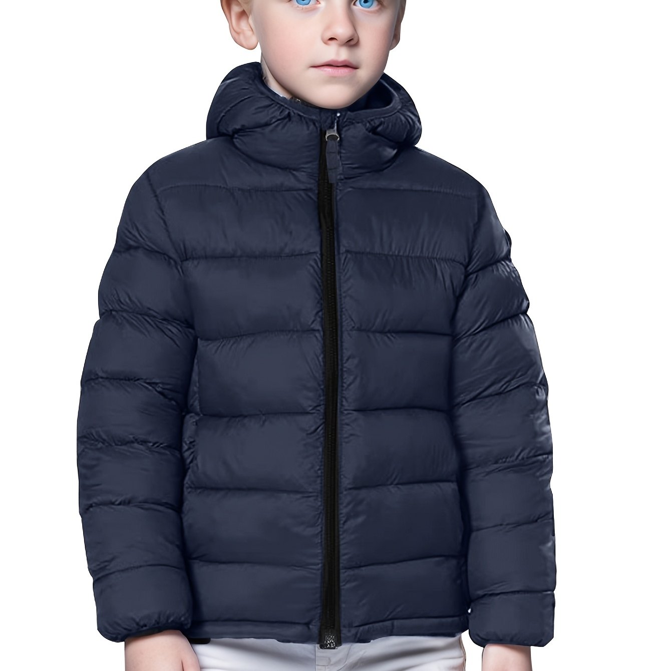 Cozy & Lightweight Youngsters' Hooded Jacket in Deep Blue - Warm, Windproof Winter Coat for Boys and Girls with Pockets