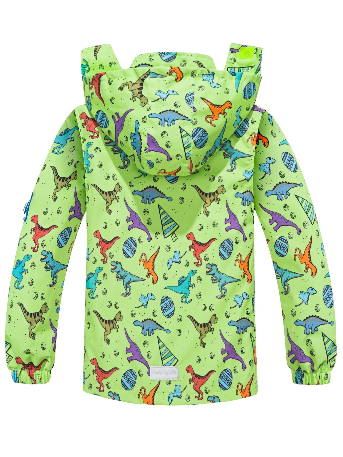 Waterproof Lightweight Boys Dinosaur Rain Jacket - Removable Hood Mesh Lined Hooded Raincoat Windbreaker for Kids