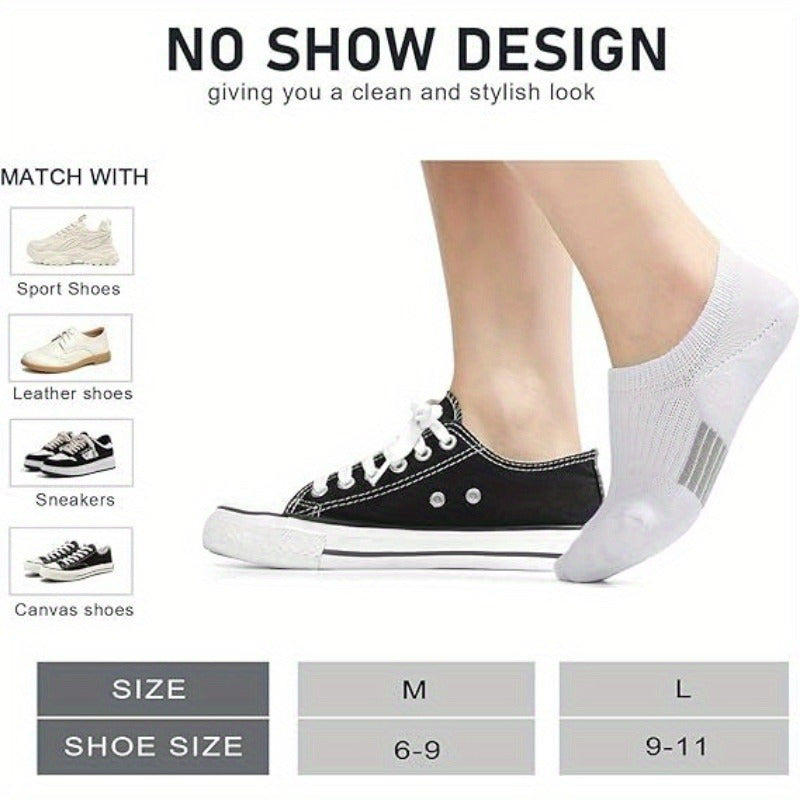 [6 Pairs No-Show Socks Cushioning] 6/12 Pairs of Women'S No-Show Socks Made from Cotton, Designed for Athletic Use with a Low Cut, Ankle Fit, And Non-Slip Features, Perfect for Running with Cushioning.