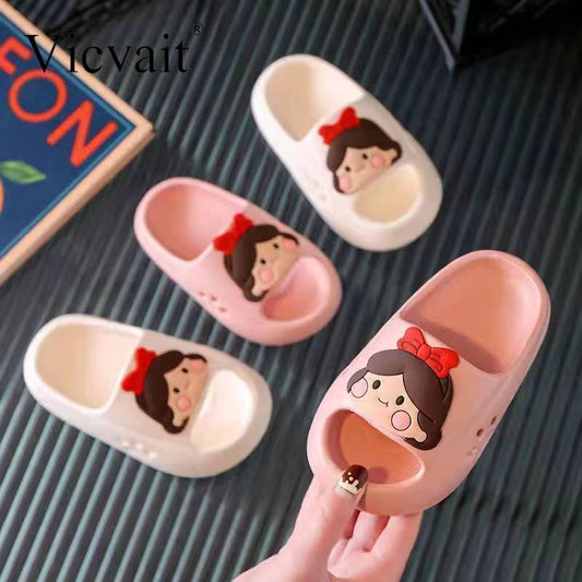 Girls Cartoon Princess Slippers - Non-Slip Pink Summer Sandals for IndoorOutdoor Use