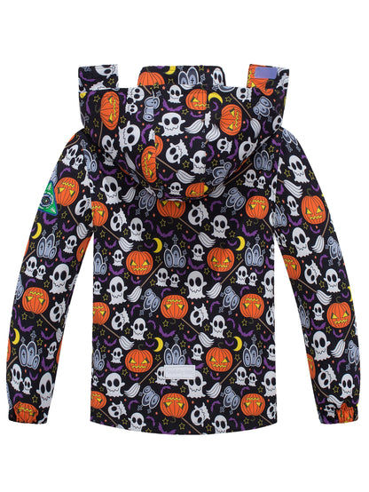 Outdoor Girls Rainproof & Cute Print Zip-up Rain Jacket With Detachable Hood - Lightweight Mesh Lining Hoodie Windbreaker