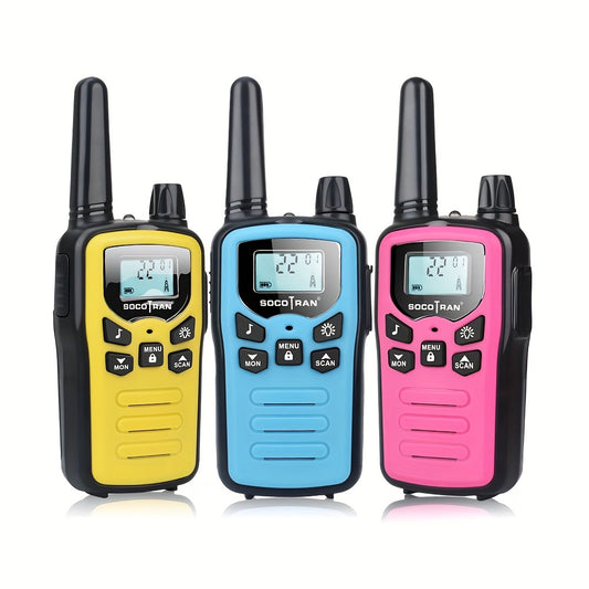 Kids Three-Color Walkie Talkies - 22 Channels 3 Sets with USB Cable 3-5km Range for Outdoor Adventures