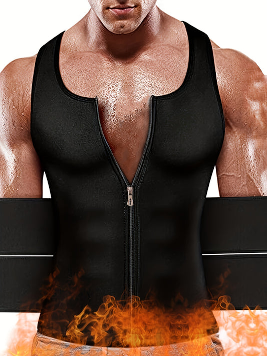 Neoprene Sauna Vest for Men with Double Belt - Sweat-Enhancing Workout Shirt