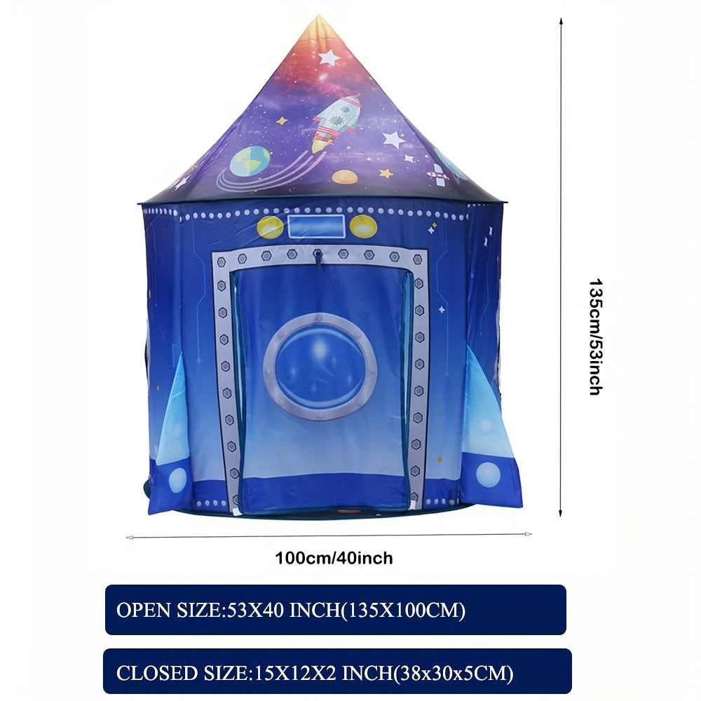 Kids Space-Themed Pop-Up Play Tent - Large Portable Outdoor Toy for Beach and Playtime