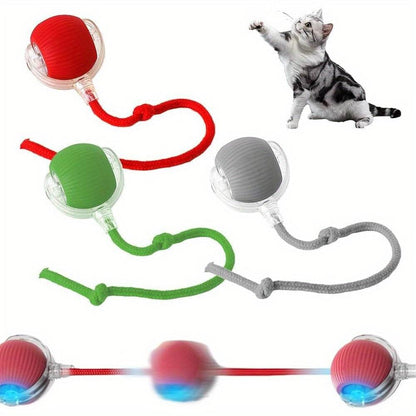 3pcs Set (Red, Gray, Green) Fully Automatic 360° Rolling Pet Ball - Grinding And Relieving Functions, 3 Modes with USB Charging LED Light, Durable Plastic Material - For Small Cats & Dogs - Interactive Pet Toy - Perfect Gift - ZOOMNSTORE