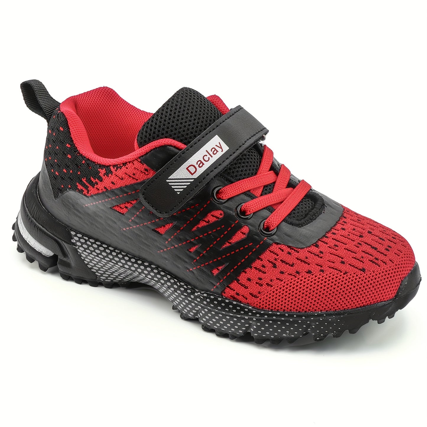 Casual Sports Shoes for Kids - Breathable Hook-and-Loop Closure Geometric Design for Running Hiking Basketball