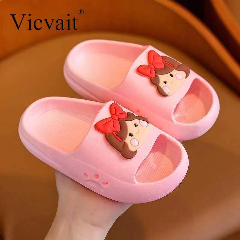 Girls Cartoon Princess Slippers - Non-Slip Pink Summer Sandals for IndoorOutdoor Use